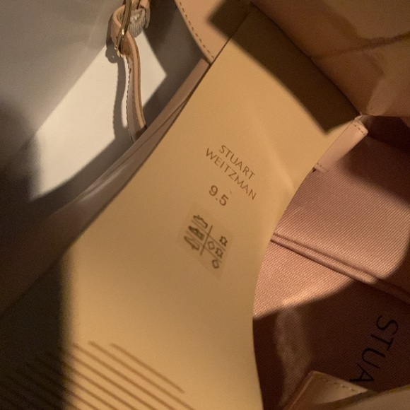 Stuart Weitzman Gala Mid Platform Sandal  Color: Golden Beige Patent